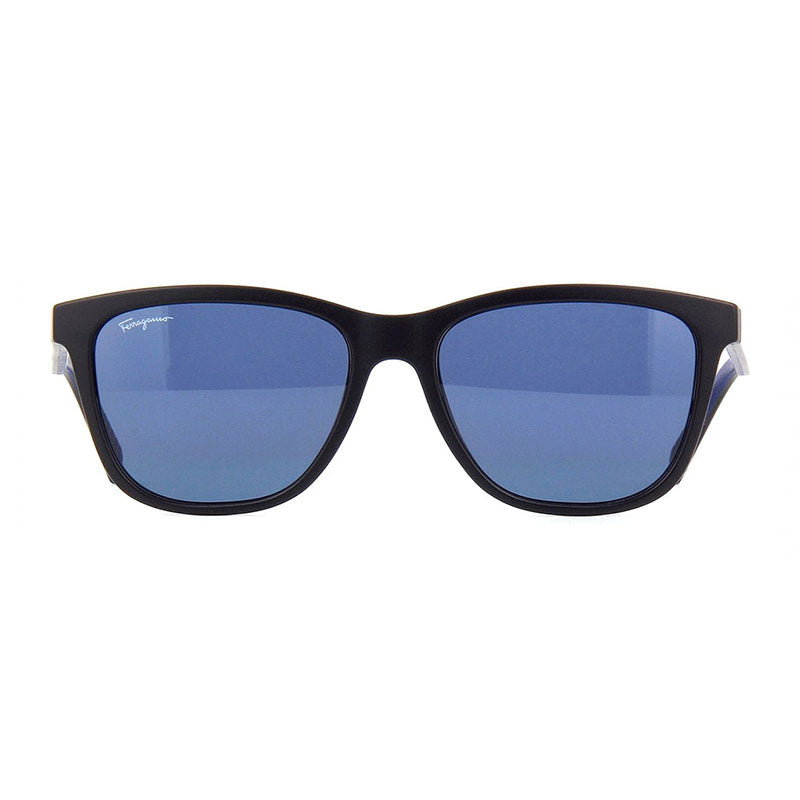 Ferragamo Salvatore Ferragamo Sunglasses Square Full Rim, Matte Black Frame and Blue Lens SF998S002