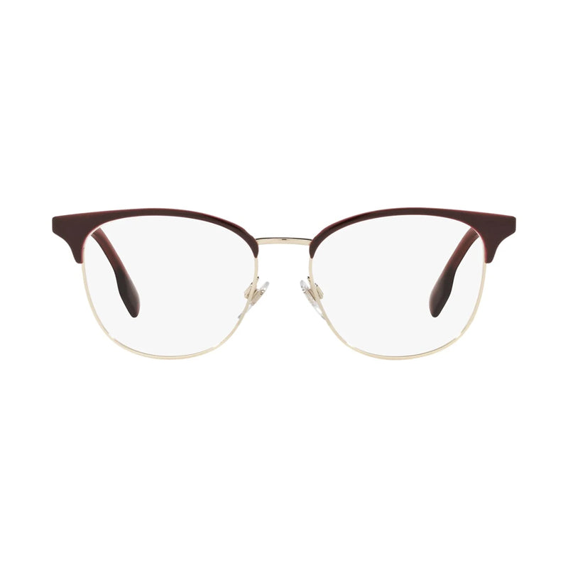 Burberry Eyeglasses Browline Full Rim, Light Gold Frame and Clear Demo Lenses Lens BE13551319