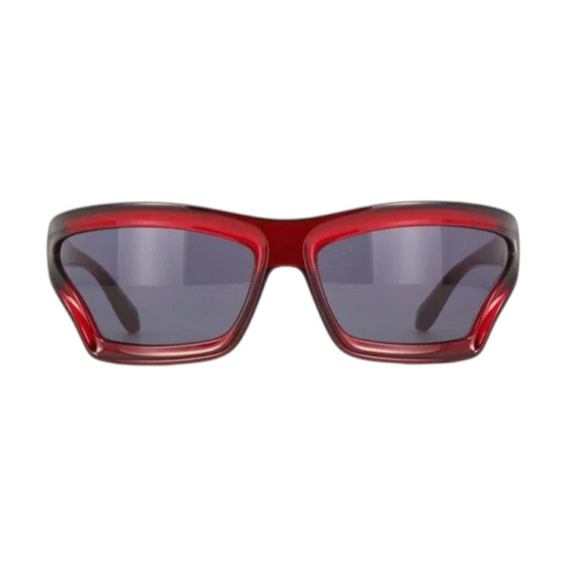 Loewe Sunglasses Rectangle Full Rim, Shiny Red Frame and Grey Lens LW40143U66A