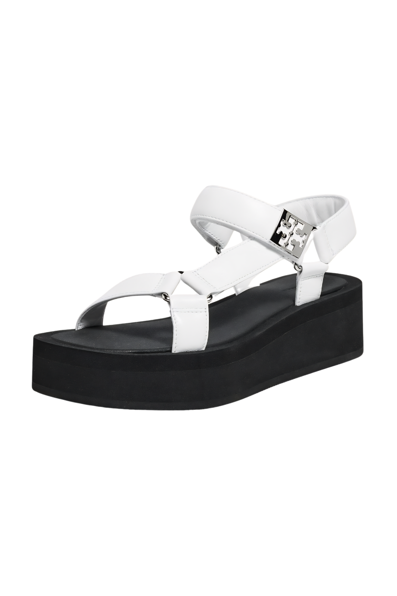 Tory Burch Mellow Platform Sandal Optic White/silver/perfect Black 166402137