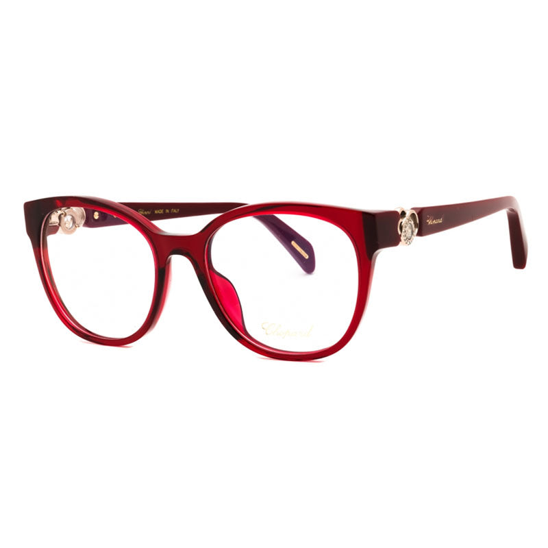 Chopard Eyeglasses Oval Full Rim, Shiny Dark Burgundy Frame and Clear Demo Lenses Lens VCH356S0954