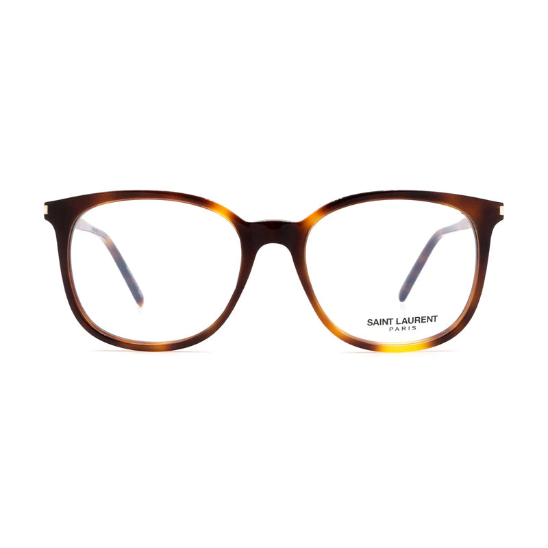Saint Laurent Eyeglasses Square Full Rim, Havana Frame and Clear Demo Lenses Lens SL307003