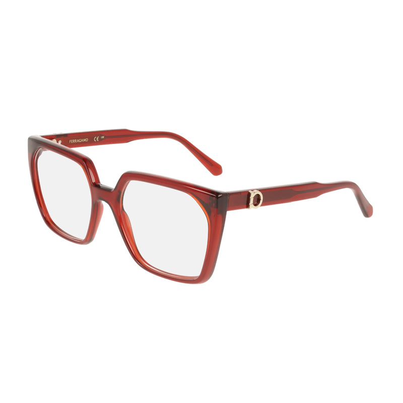 Ferragamo Salvatore Ferragamo Eyeglasses Square Full Rim, Transparent Burgundy Frame and Clear Demo Lens Lens SF3042E612