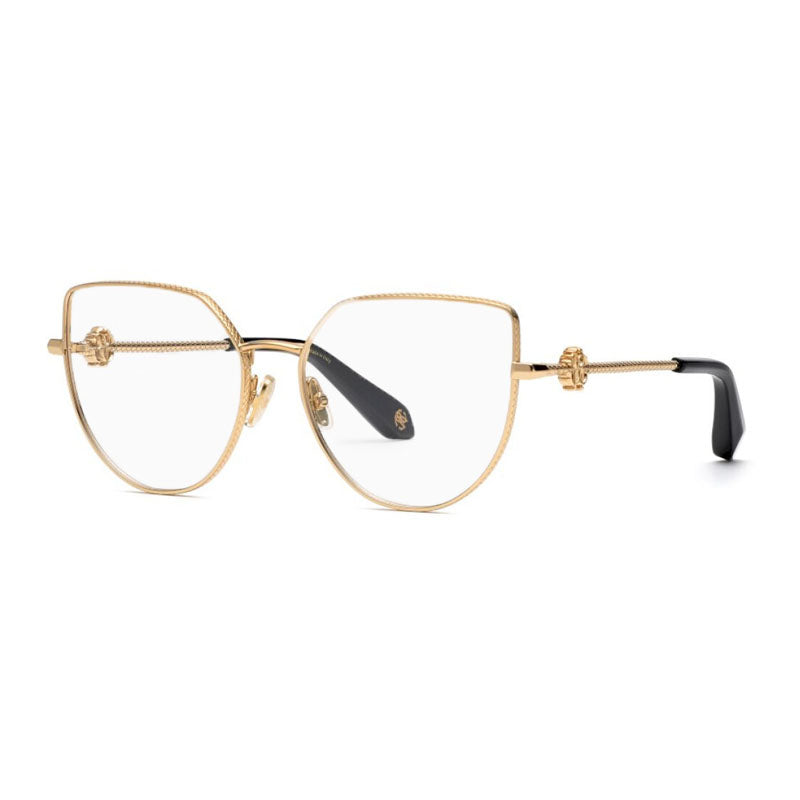 Roberto Cavalli Eyeglasses Cat Eye Full Rim, Shiny Rose Gold Frame and Clear Demo Lenses Lens VRC0480300