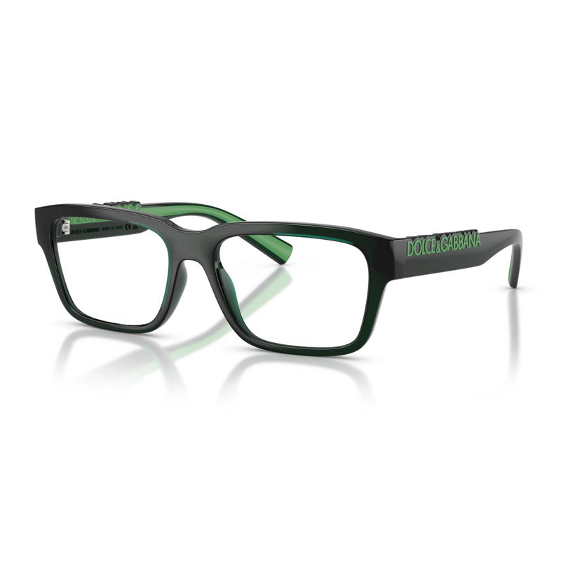 Dolce & Gabbana Eyeglasses Rectangle Full Rim, Green Frame and Clear Demo Lenses Lens DG51123008