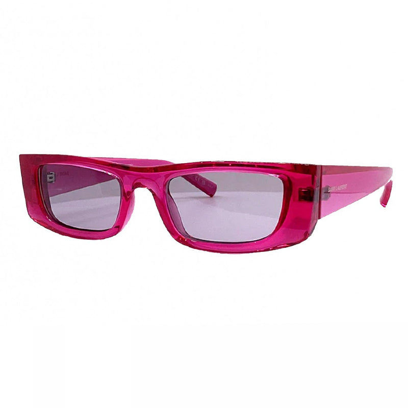 Saint Laurent Sunglasses Rectangle Full Rim, Pink Frame and Violet Lens SL553003