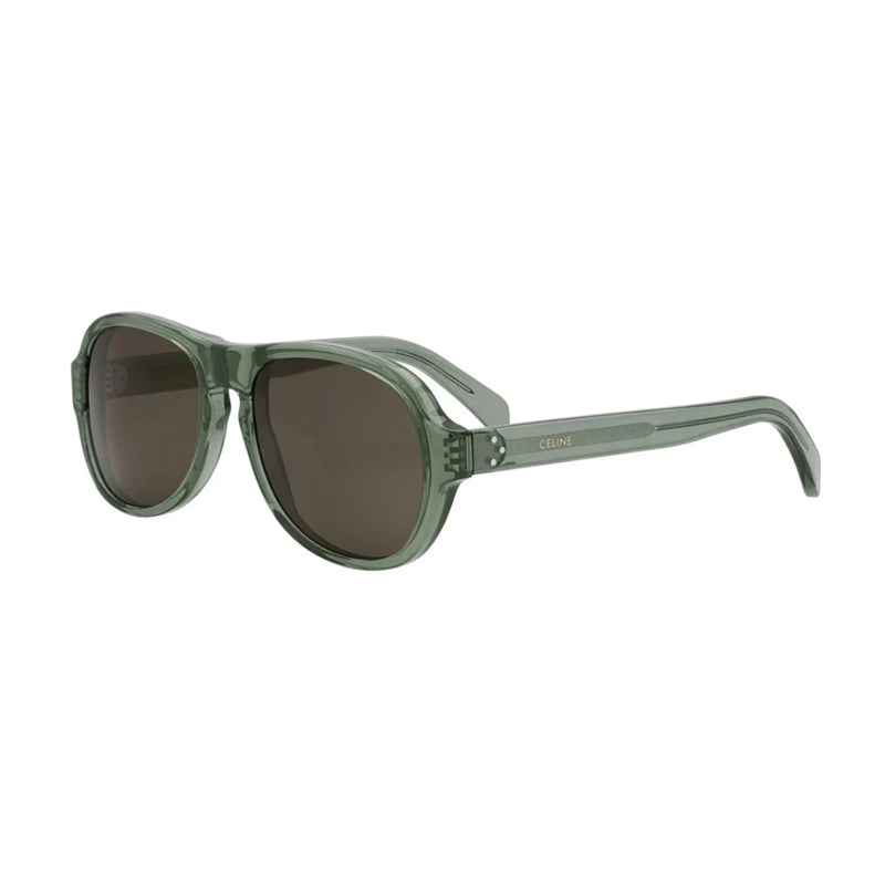 Celine Sunglasses Aviator Full Rim, Shiny Green Frame and Brown Lens CL40298I93E