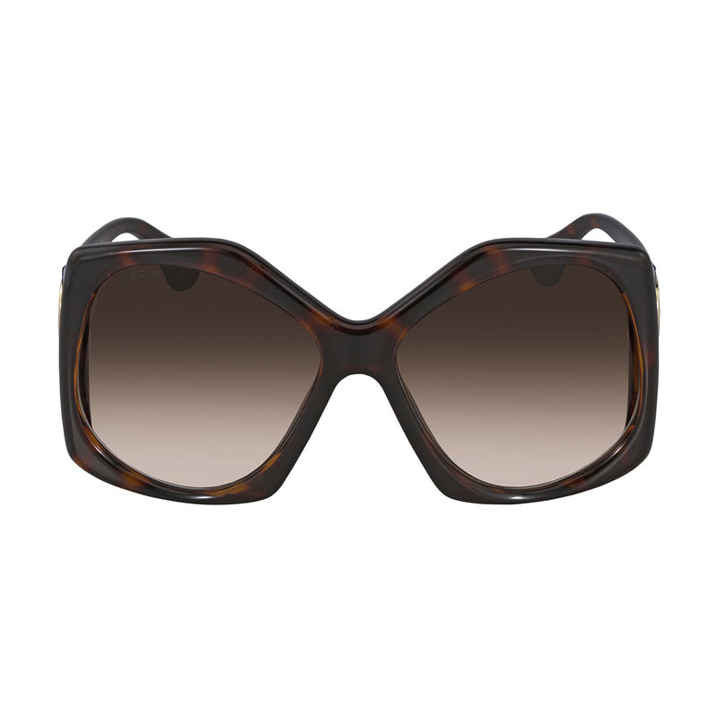 Gucci Sunglasses Square Full Rim, Havana Frame and Gradient Brown Lens GG0875S002