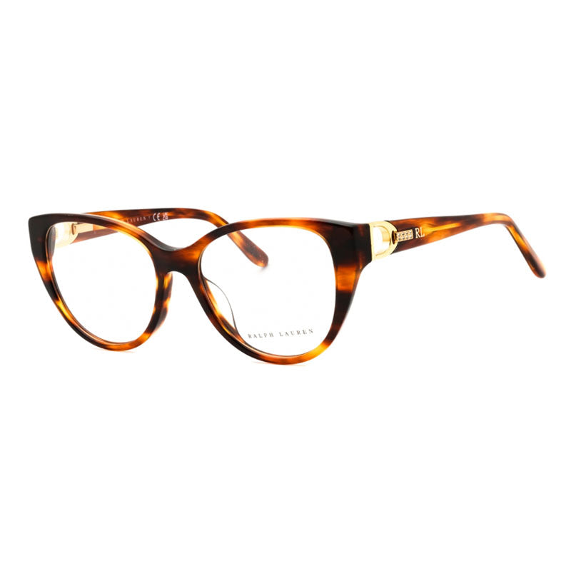 Ralph Lauren Eyeglasses Cat Eye Full Rim, Striped Tortoise Frame and Clear Demo Lenses Lens RL6234BU5007