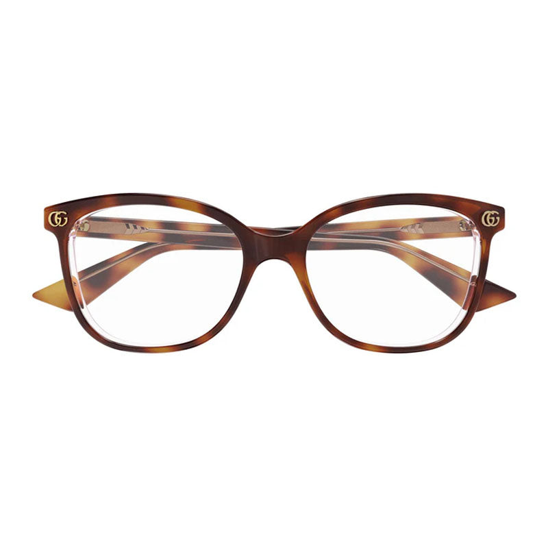 Gucci Eyeglasses Square Full Rim, Havana on Transparent Frame and Clear Demo Lens Lens GG1816O008