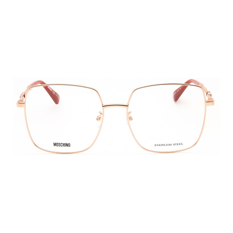 Moschino Eyeglasses Square Full Rim, Gold Copper Frame and Clear Demo Lens Lens MOS615/G0DDB00