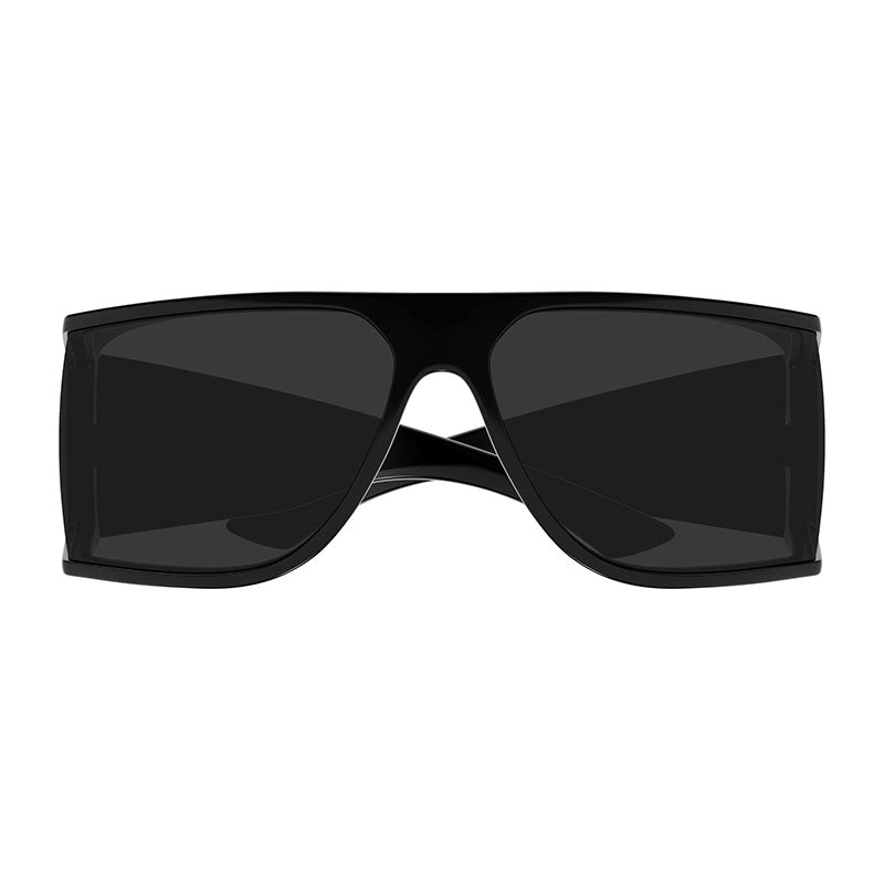 Saint Laurent Sunglasses Shield Full Rim, Shiny Black Frame and Solid Black Lens SL806001