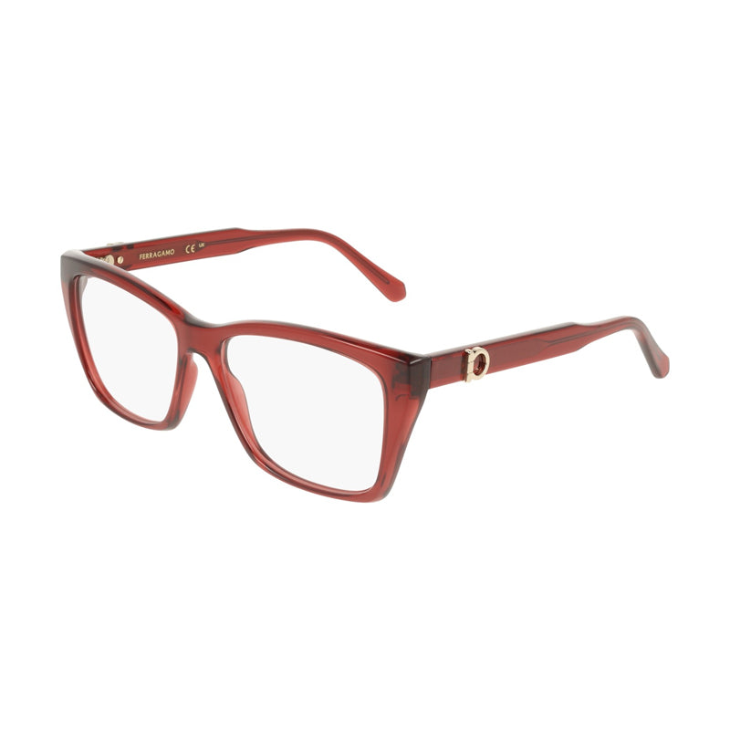 Ferragamo Salvatore Ferragamo Eyeglasses Square Full Rim, Transparent Red Frame and Clear Demo Lens Lens SF3030E616