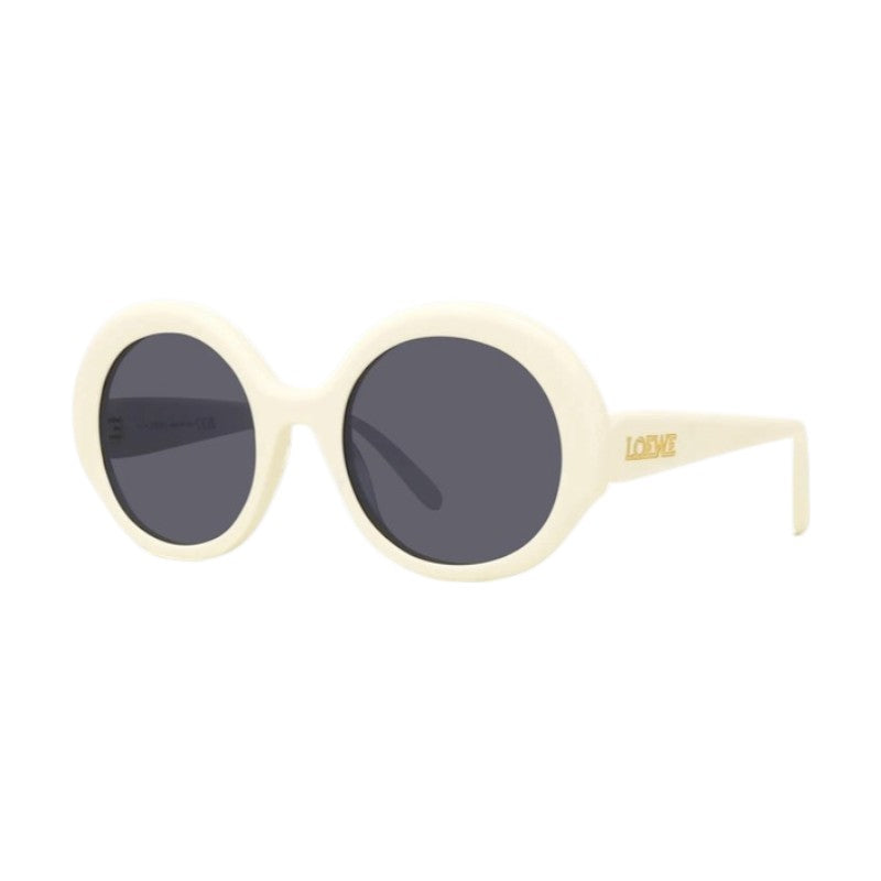 Loewe Sunglasses Round Full Rim, Ivory Frame and Smoke Lens LW40135I25A