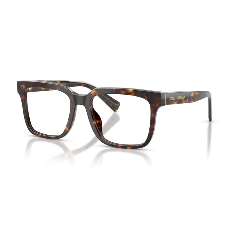 Dolce & Gabbana Eyeglasses Square Full Rim, Havana Frame and Clear Demo Lens Lens DG3422502