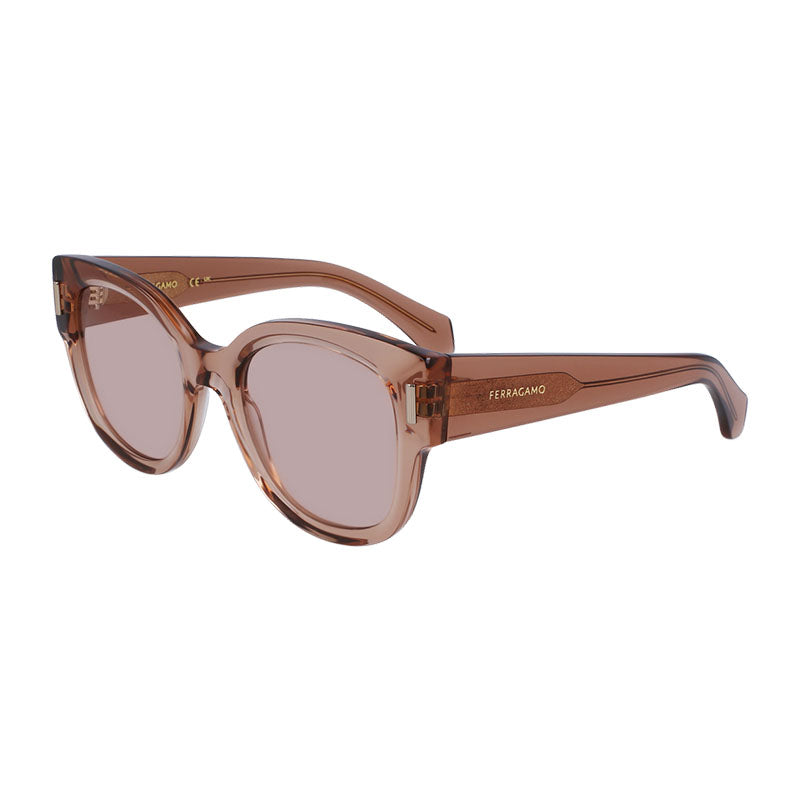 Ferragamo Salvatore Ferragamo Sunglasses Cat Eye Full Rim, Transparent Nude Frame and Blush Lens SF2007S260