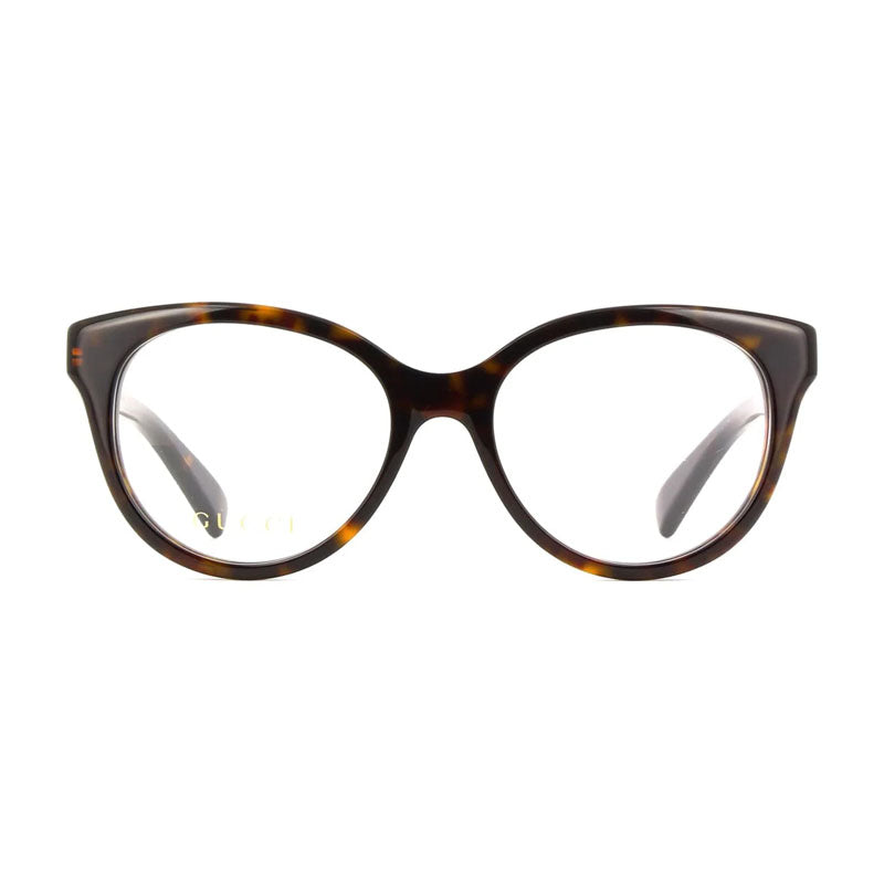 Gucci Eyeglasses Cat Eye Full Rim, Havana Frame and Clear Demo Lenses Lens GG1590O005