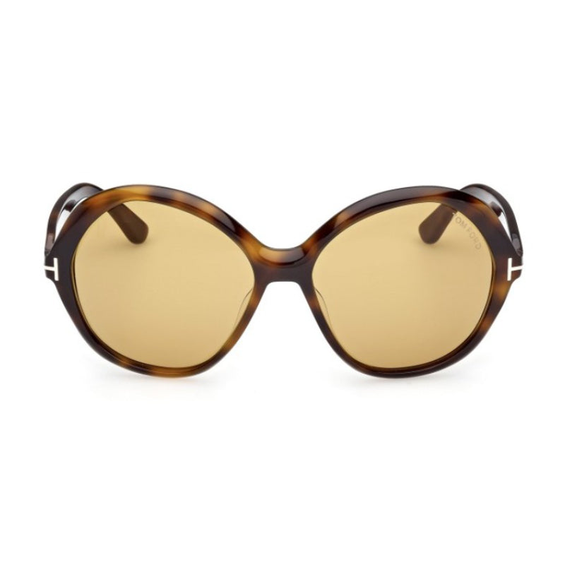 Tom Ford Sunglasses Geometric Full Rim, Dark Havana Frame and Brown Lens FT128252E
