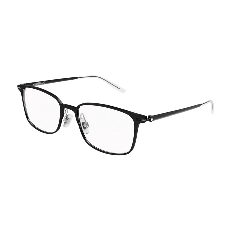Montblanc Eyeglasses Rectangle Full Rim, Black Frame and Clear Demo Lensn Lens MB0196OK001