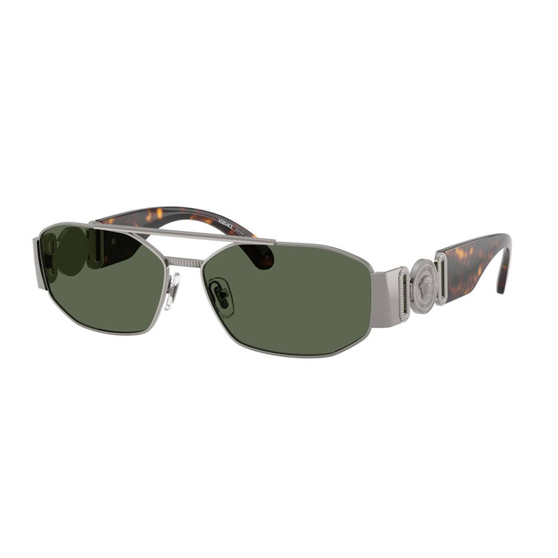 Versace Sunglasses Rectangle Full Rim, Gunmetal Frame and Dark Grey Lens VE2287100171