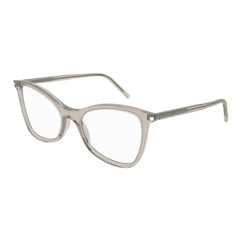 Saint Laurent Eyeglasses Cat Eye Full Rim, Transparent Light Peach Frame and Clear Demo Lenses Lens SL478JERRY004