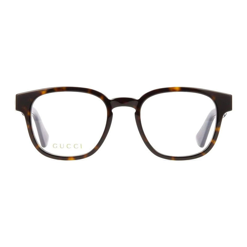 Gucci Eyeglasses Round Full Rim, Dark Havana with Blue and Red Stripe Frame and Clear Demo Lenses Lens GG0927O002