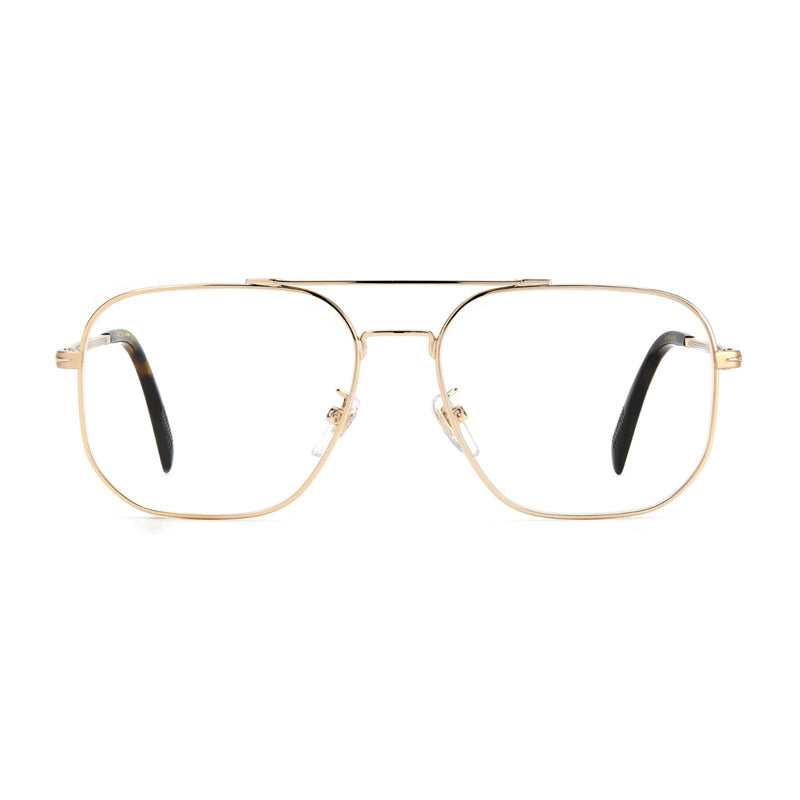 David Beckham Eyeglasses Square Full Rim, Gold Frame and Clear Demo Lenses Lens DB10960J5G00