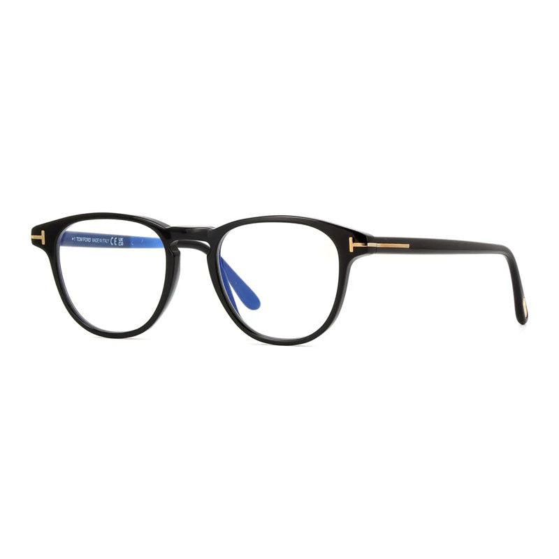 Tom Ford Eyeglasses Square Full Rim, Shiny Black Frame and Clear/Blue-light Block Lenses Lens FT5899-B001
