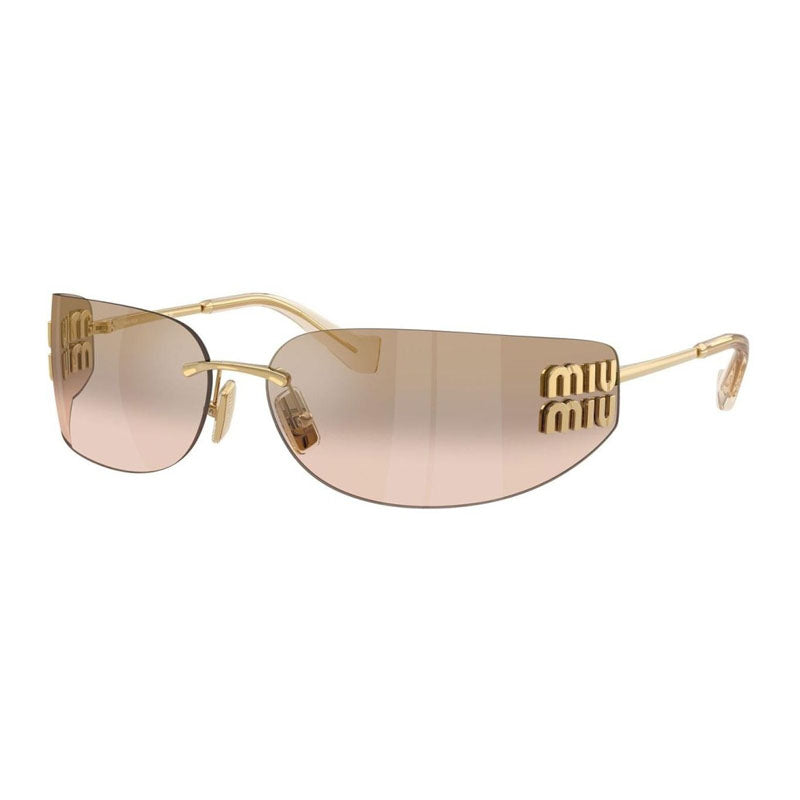 Miu Miu Sunglasses Rectangle Rimless, Gold Frame and Bronze Mirror Gradient Lens MUA51S5AK20P