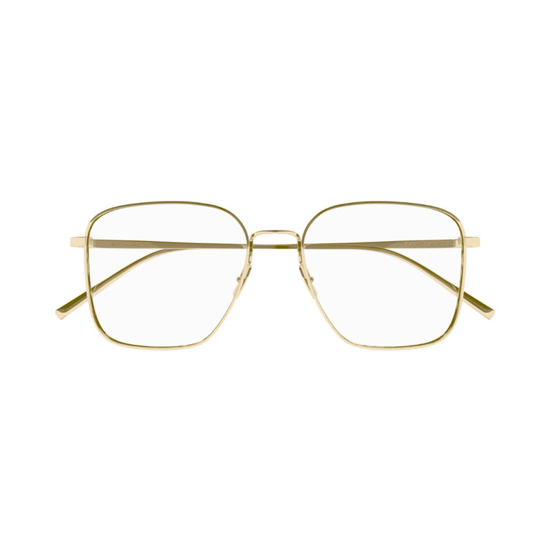 Saint Laurent Eyeglasses Square Full Rim, Gold Frame and Clear Demo Lenses Lens SL491006