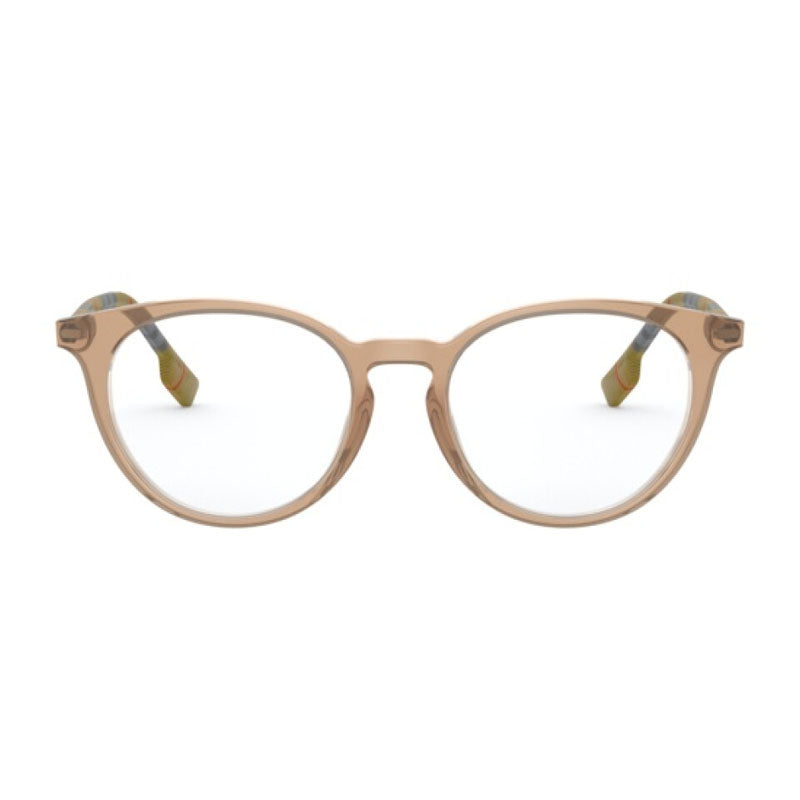 Burberry Eyeglasses Oval Full Rim, Transparent Brown Frame and Clear Demo Lenses Lens BE23183856