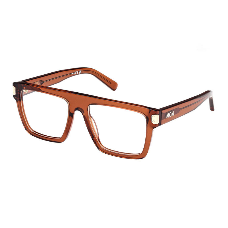 Mcm Eyeglasses Square Full Rim, Shiny Light Brown Frame and Clear Demo Lenses Lens MW5006045