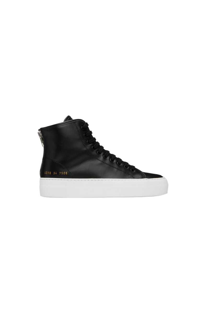 Common Projects Tournament High Super In Leather Womens 4018-Black/white