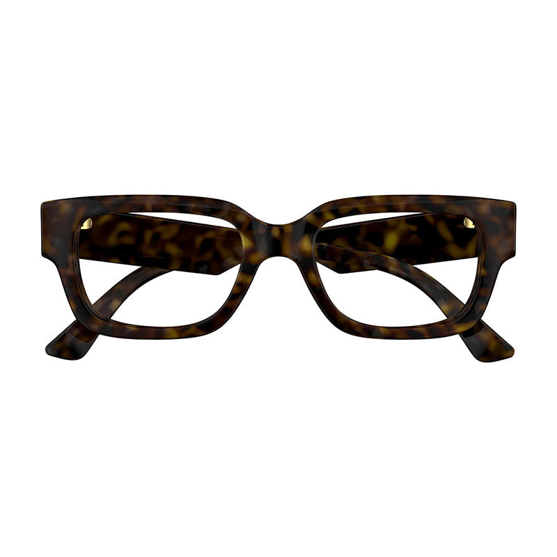 Gucci Eyeglasses Square Full Rim, Dark Havana Frame and Clear Demo Lenses Lens GG1666O007