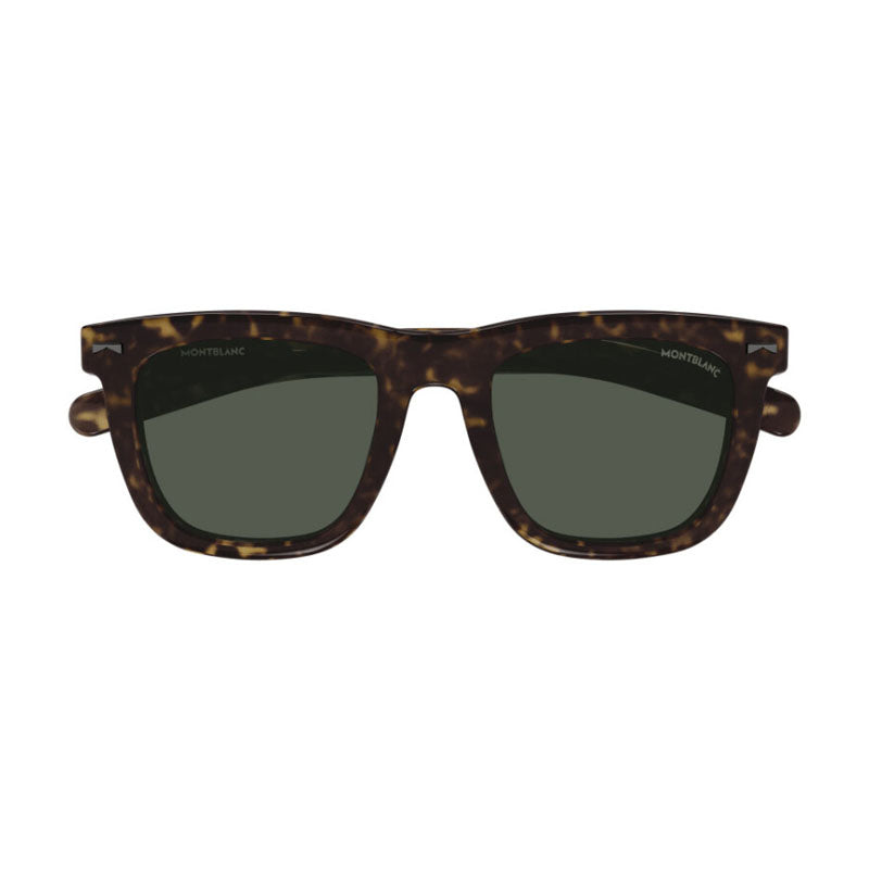 Montblanc Sunglasses Square Full Rim, Havana Frame and Green Lens MB0226S007