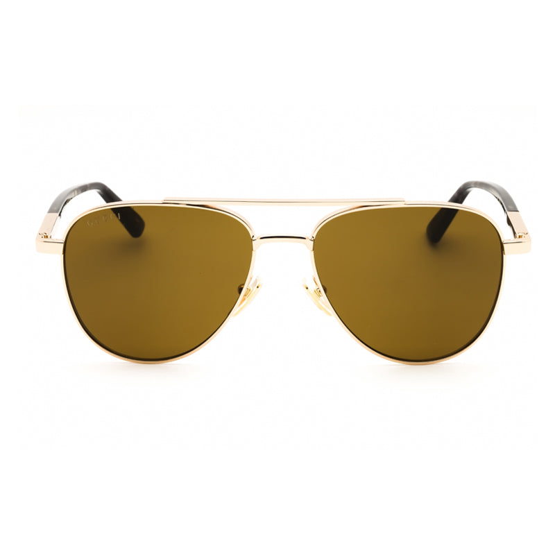 Gucci Sunglasses Aviator Full Rim, Gold/Havana Frame and Brown Lens GG1962S004