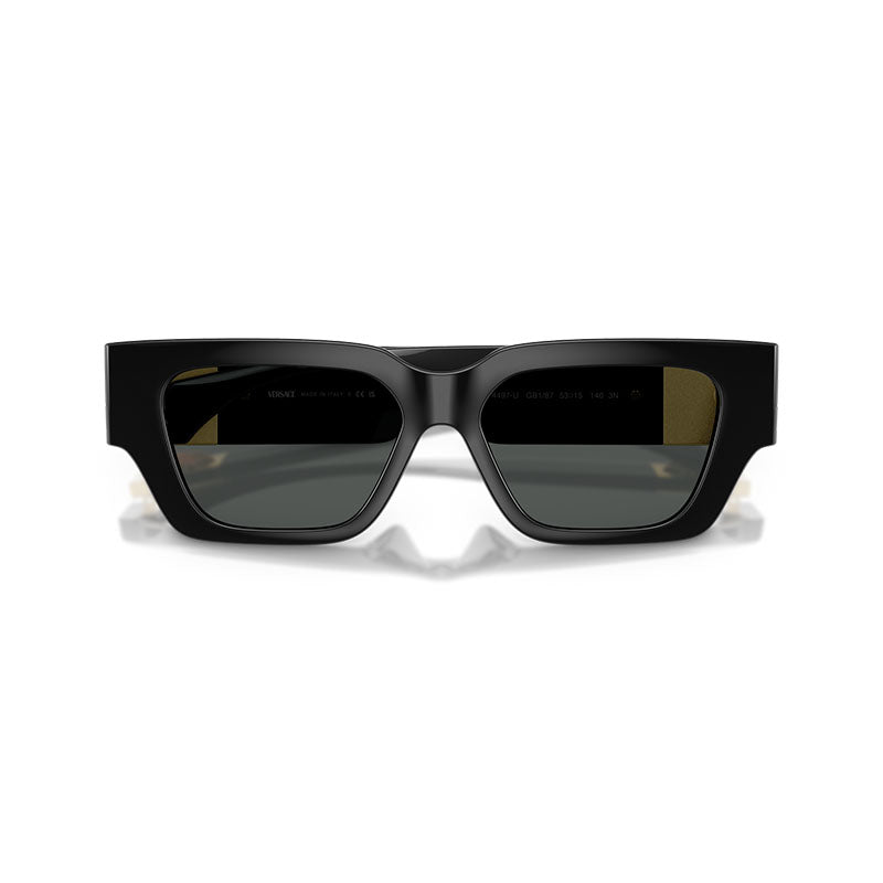 Versace Sunglasses Square Full Rim, Shiny Black Frame and Grey Lens VE4497UGB1/87