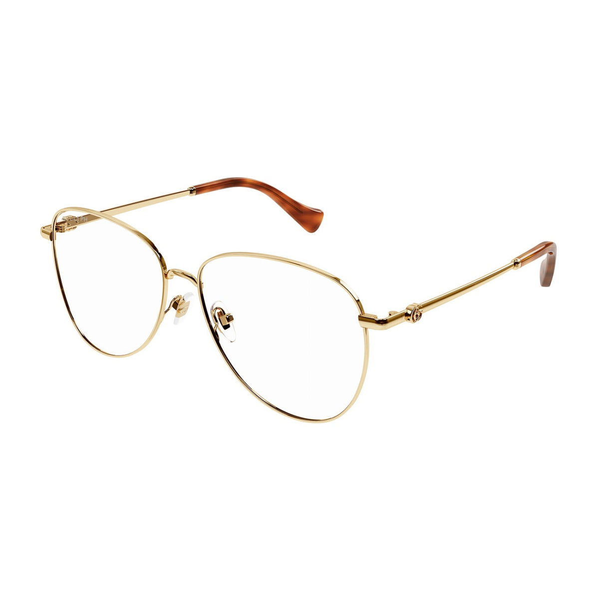 Gucci Sunglasses Aviator Full Rim, Gold Frame and Clear to Violet with Star Pattern Photochromic Lens GG1419S004