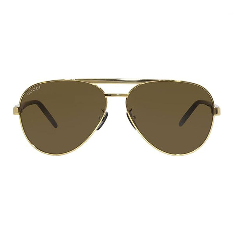 Gucci Sunglasses Aviator Full Rim, Gold/Havana Frame and Brown Lens GG1163S004