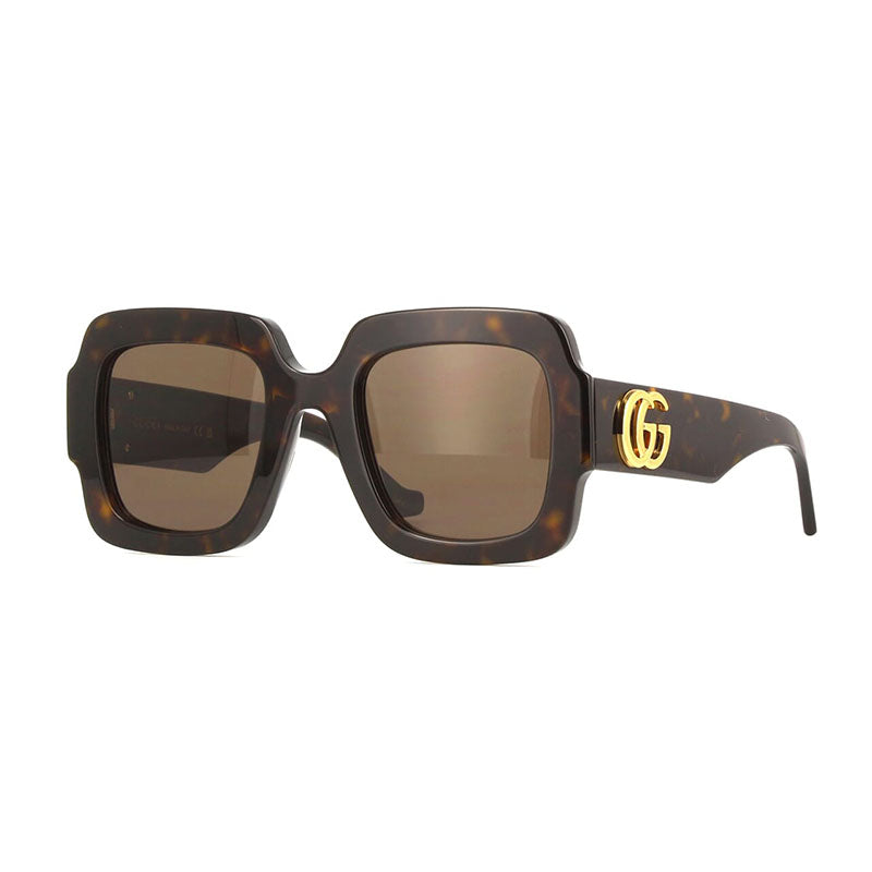 Gucci Sunglasses Square Full Rim, Dark Havana Frame and Brown Lens GG1547S002