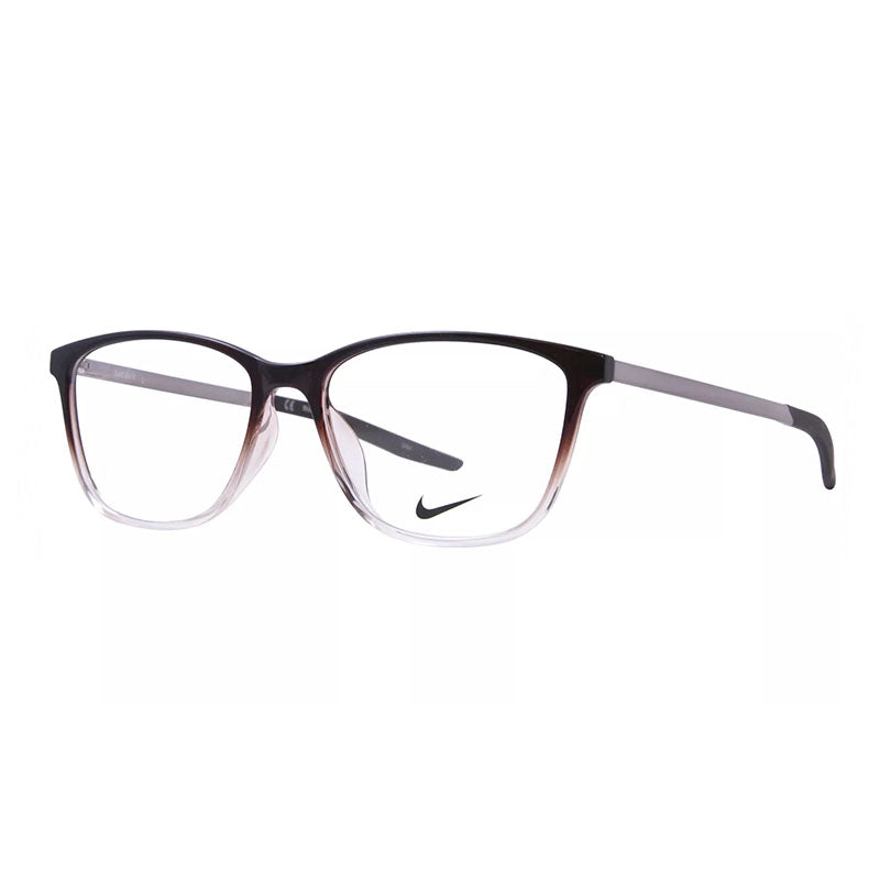 Nike Eyeglasses Square Full Rim, Brown Basalt/Clear Fade Frame and Clear Demo Lenses Lens NIKE7284203