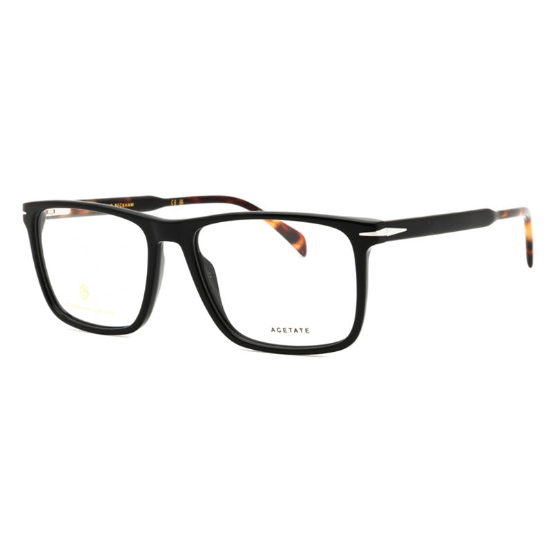 David Beckham Eyeglasses Square Full Rim, Black/Havana Frame and Clear Demo Lenses Lens DB11240WR700