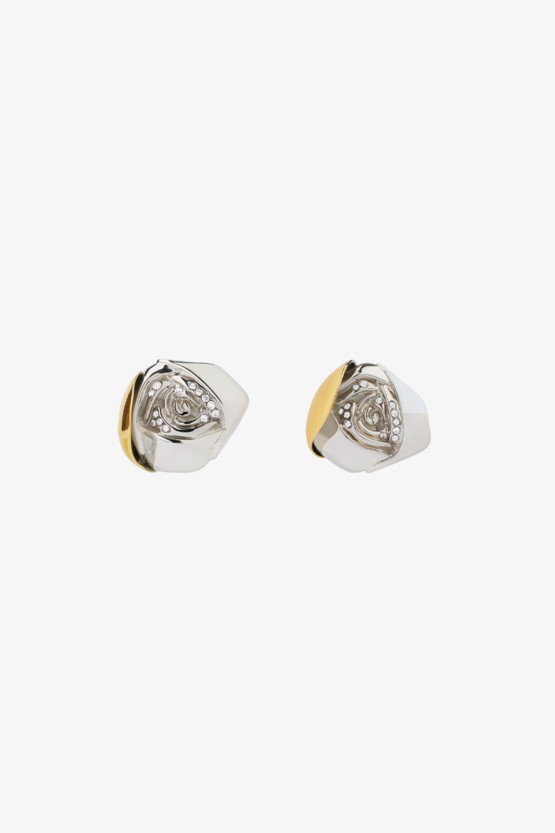 Givenchy Flower Golden Silvery Crystal Earrings_Golden/silvery