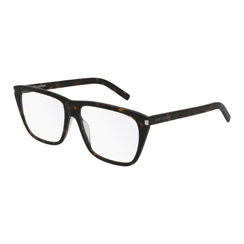 Saint Laurent Eyeglasses Square Full Rim, Dark Havana Frame and Clear Demo Lenses Lens SL434SLIM002