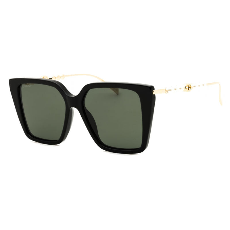 Gucci Sunglasses Square Full Rim, Black Gold Frame and Grey Lens GG1967S001