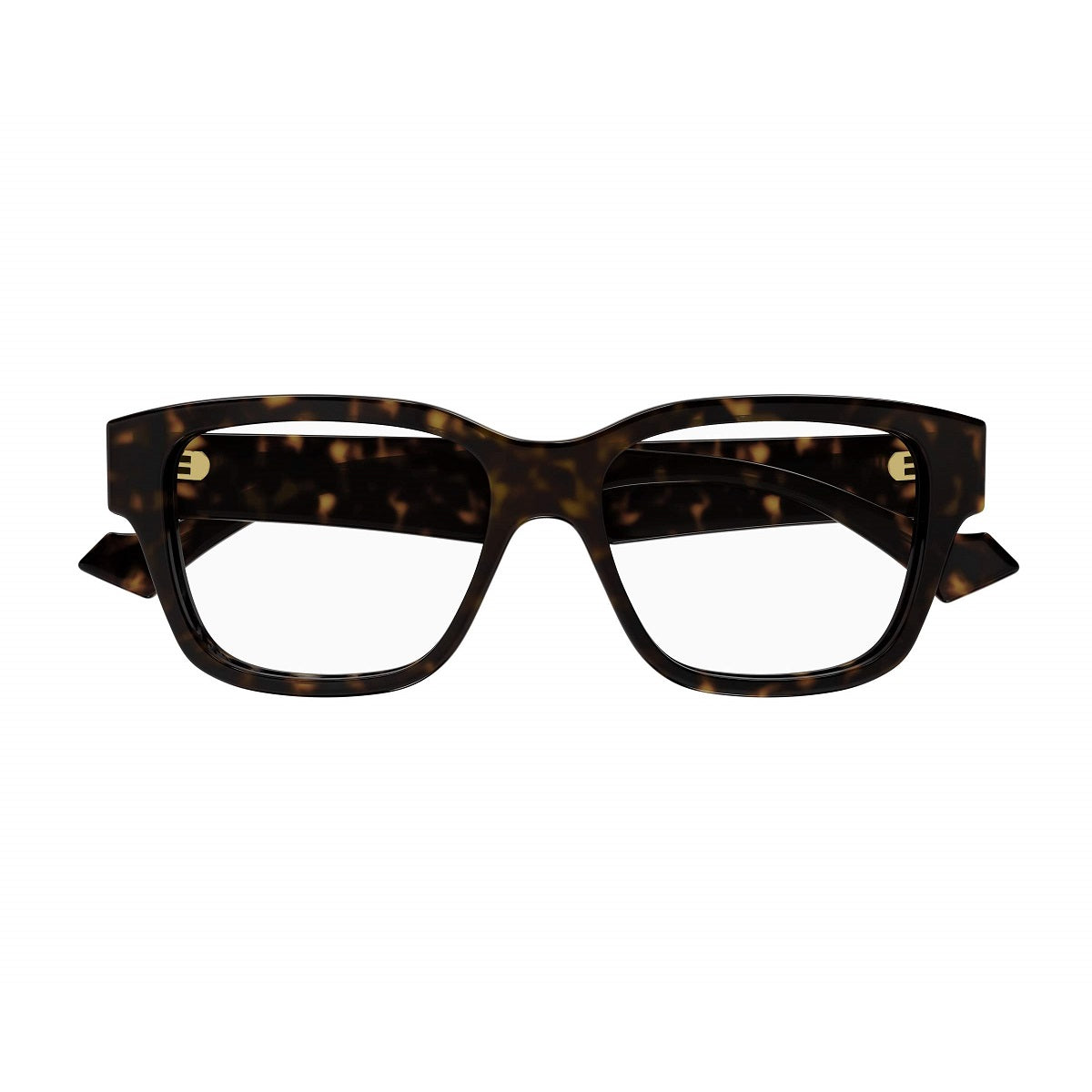 Gucci Eyeglasses Square Full Rim, Havana Frame and Clear Demo Lenses Lens GG1428O005