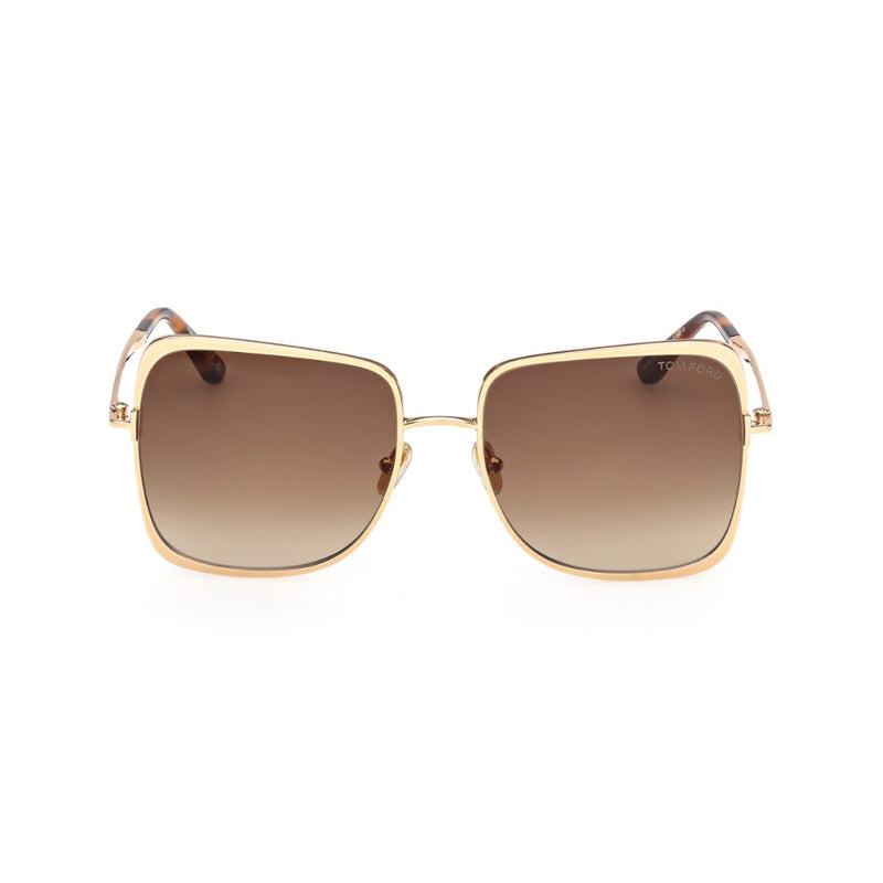 Tom Ford Sunglasses Square Full Rim, Shiny Deep Gold Frame and Brown Gradient Lens FT131930F