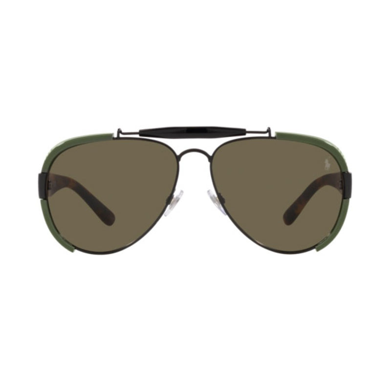 Polo Ralph Lauren Sunglasses Aviator Full Rim, Matte Black/Green Frame and Brown Lens PH31295001/3