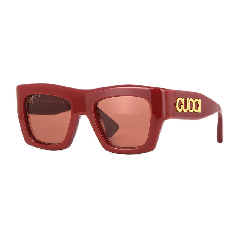 Gucci Sunglasses Square Full Rim, Burgundy Frame and Brown Lens GG1772S003