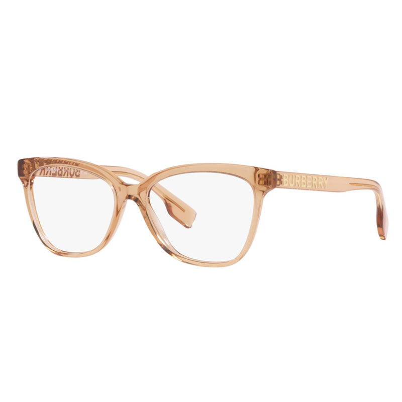 Burberry Eyeglasses Cat Eye Full Rim, Transparent Brown Frame and Clear Demo Lenses Lens BE23643779